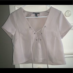 Beige tie-up crop top